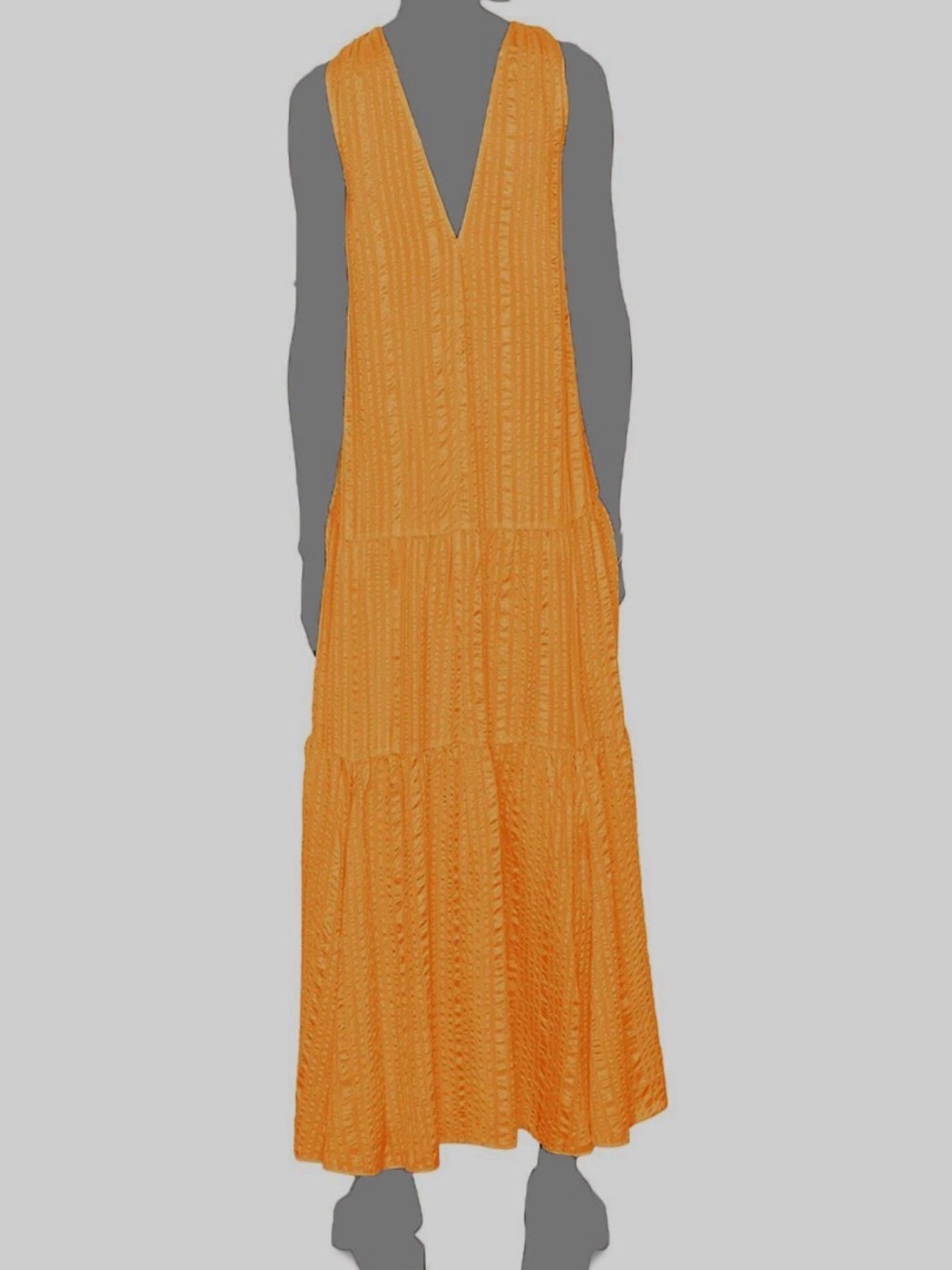 Frame Denim Orange Tiered V-Neck Maxi Dress